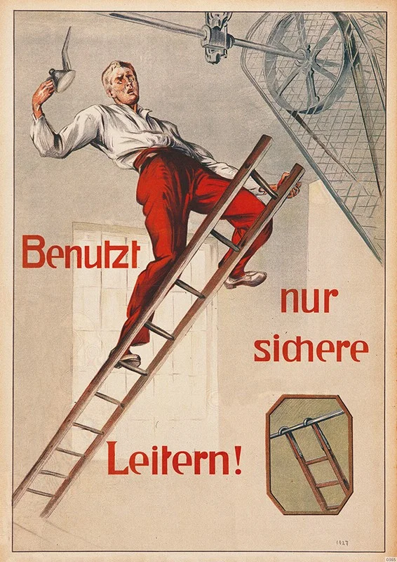 Arbeitsschutz "Benutzt sichere Leitern" Sicherheit Hinweis Poster Plakat Warnung