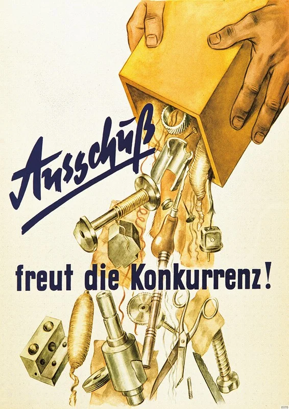 "Ausschuss freut die Konkurrenz" Geschäft Fabrik Firma Unternehmen Poster Hinweis