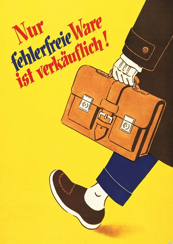 "Nur fehlerfreie Ware ist verkäuflich" Artikel Firma Laden Hinweis Info Meinung Poster