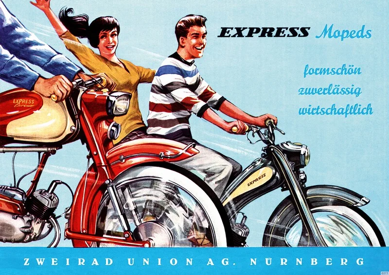 Express Mopeds "Formschön, zuverlässig, wirtschaftlich" Poster