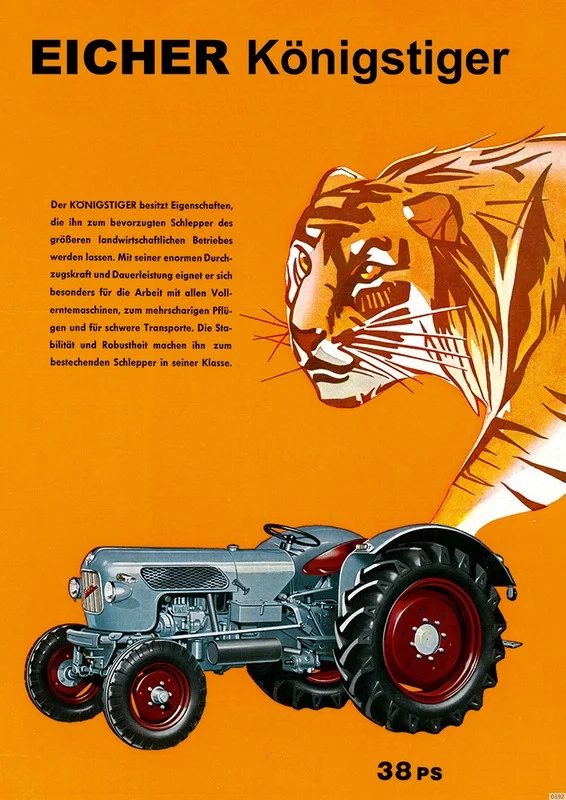 Eicher Königstiger Traktor Schlepper Reklame Werbung Poster