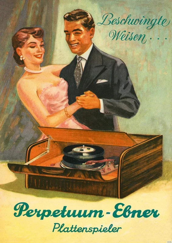 Perpetuum-Ebner Plattenspieler Werbung Reklame Musik Poster