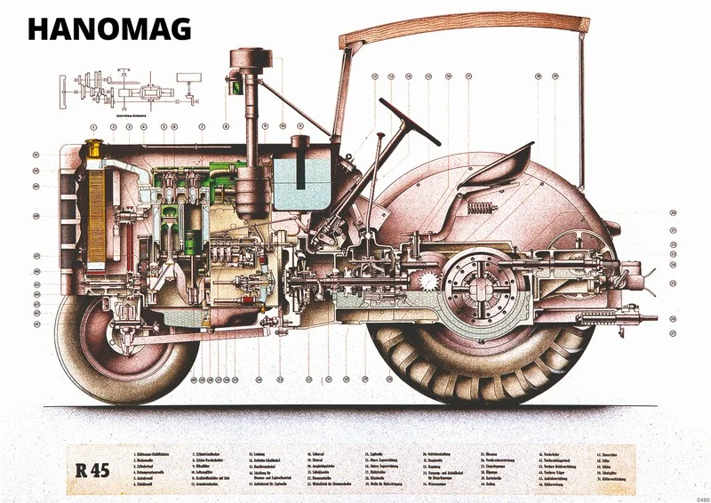 Hanomag R 45 Traktor Dieselschlepper Schnittzeichnung Motor R45 Poster