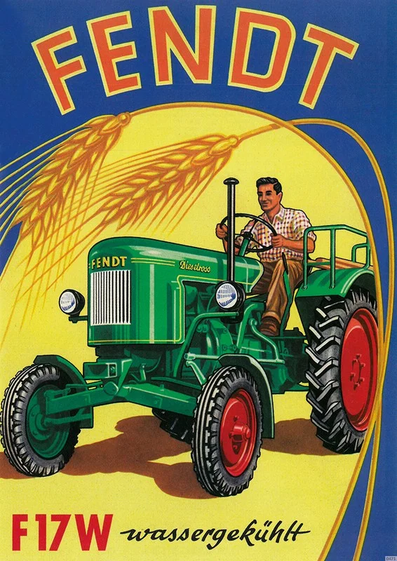 Fendt F17W Dieselross Wassergekühlt Traktor Schlepper Reklame Poster