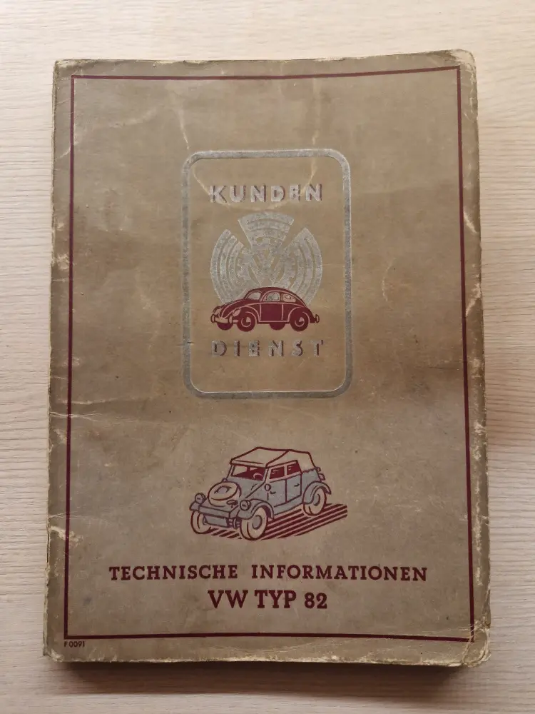 VW Type 82 K1 Kübelwagen Original operating instructions Description Repair instructions 1943