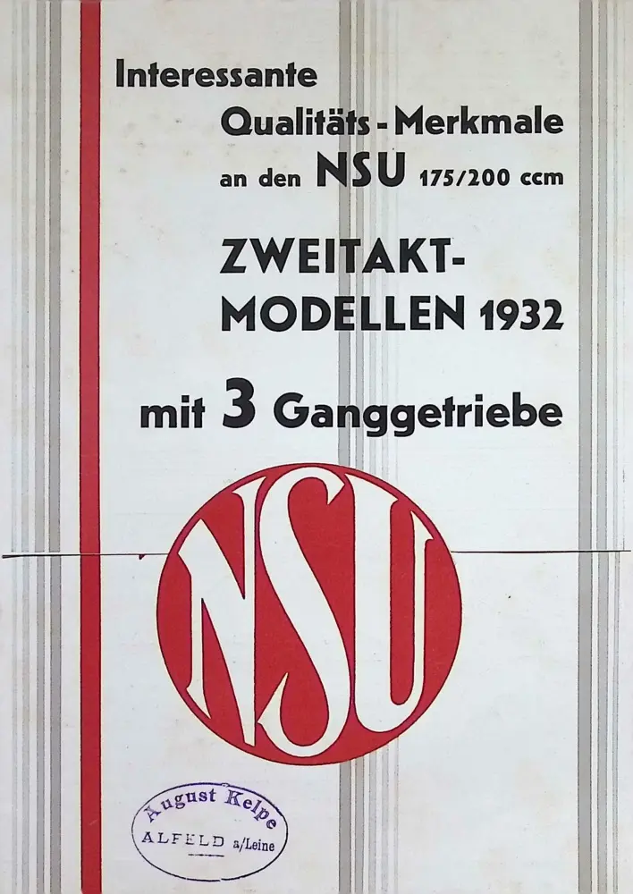 NSU 175 Z and 201 Z original sales brochure, two-stroke models 1932