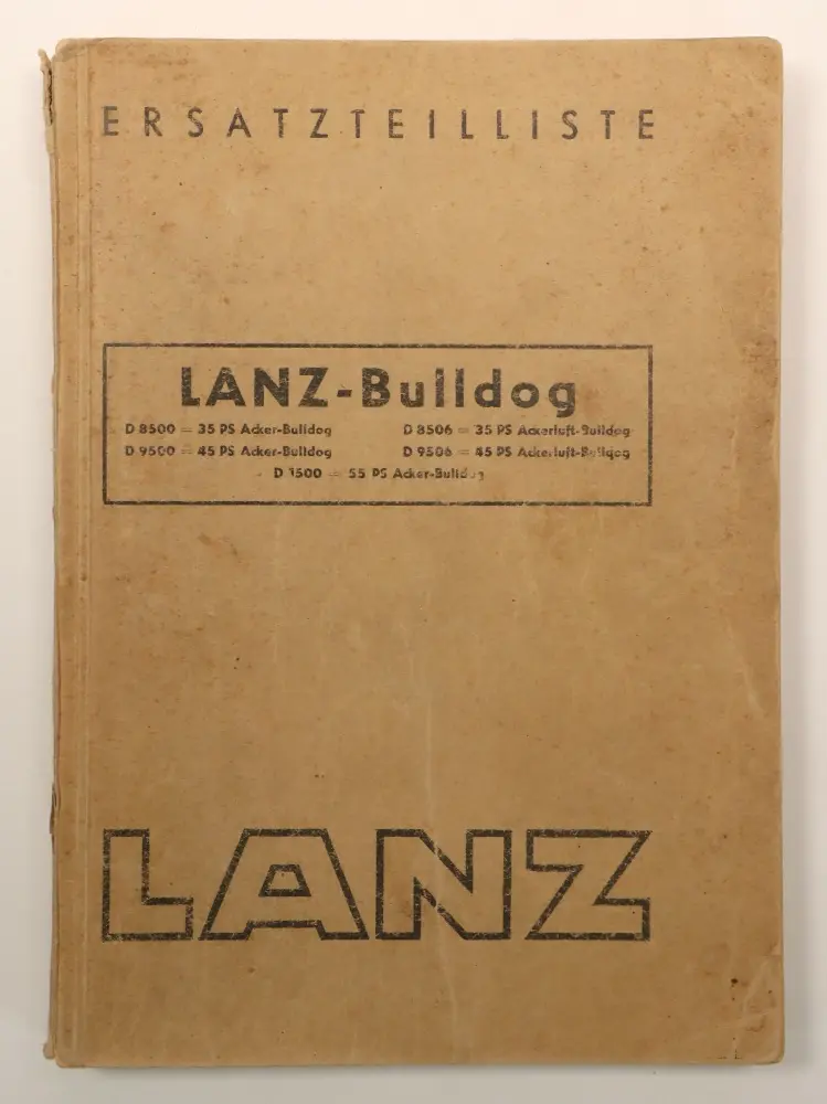 Lanz Bulldog original spare parts list pre-war 1942 D 8500 8506 9500 9506 1500 Acker Ackerluft